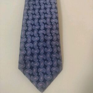 Ike Behar New York 59" X 3.5" Navy Pink Paisley 100% Imported Silk Made USA